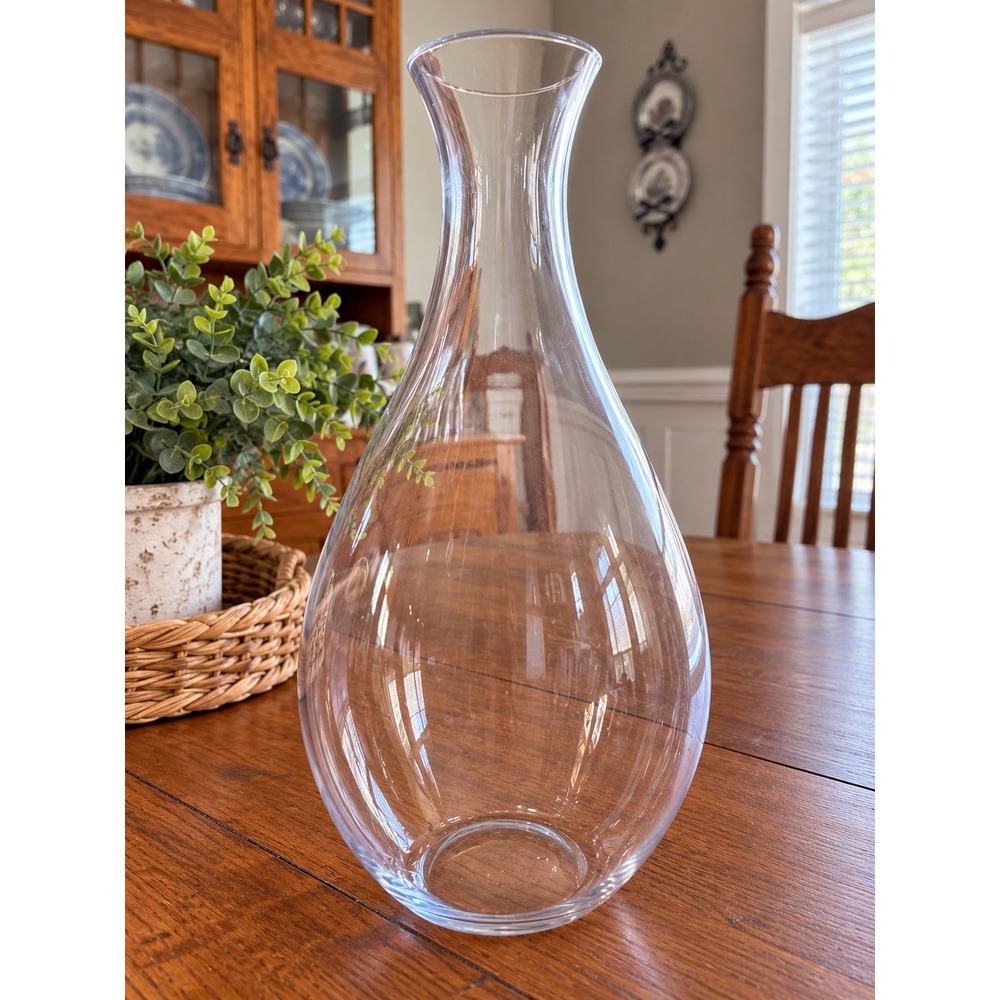Clear Glass Wine Carafe Teardrop Water Decanter Vase 13 Inch Thick Glass